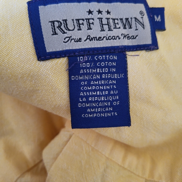 Ruff Hewn Shirt Men's M   Button Down Short Sleeve Yellow - Picture 3 of 8